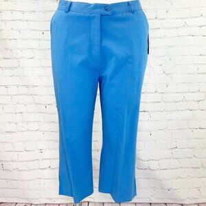 NWT SOLAR BY LASANIA BRIGHT BLUE CAPRI PANTS - 14
